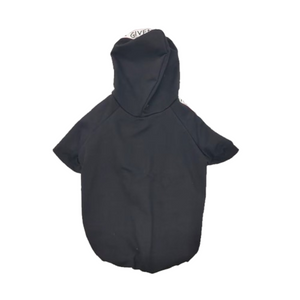 Black Givenchy inspired dog hoodie back view showing logo placement