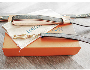 Designer dog leash with monogram canvas pattern and leather grip Louis Vuitton inspired