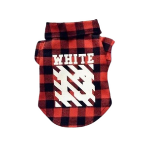 Woof-White Diagonal Plaid Hoodie