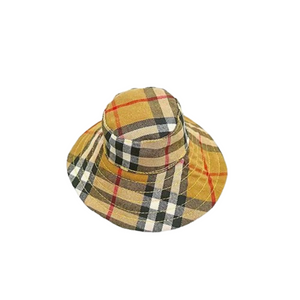 Khaki plaid and FF monogram bucket hat Fendi inspired designer dog accessory
