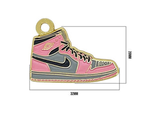 Pink Air Jordan style dog tag with size measurements 32mm x 20mm