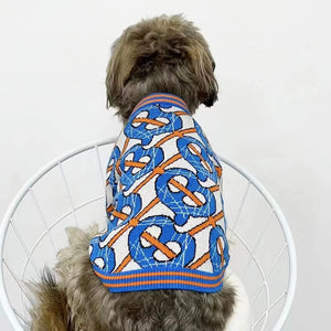 Furberry Blue Monogram Sweater on a dog