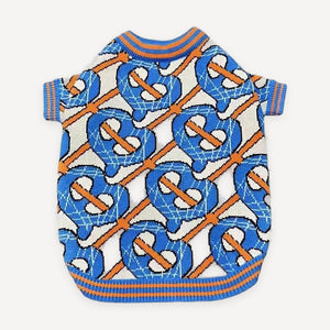 Blue Monogram Knit dog sweater inspired by Burberry