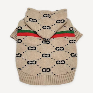 Web Stripe Monogram Knit dog hoodie inspired by Gucci