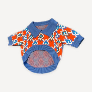 Geometric Print Knit dog polo view 2