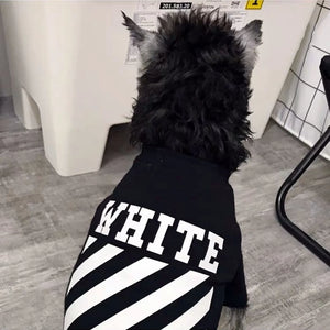 Woof-White Diagonal Stripe Tank on a dog