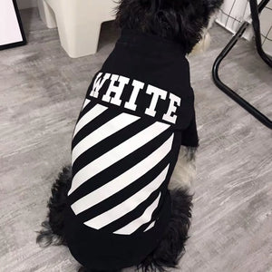 Woof-White Diagonal Stripe Tank on a dog