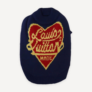 Heart Motif Knit dog sweater inspired by Louis Vuitton view 2
