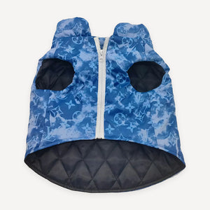 Tonal Blue Monogram dog jacket inspired by Louis Vuitton view 2