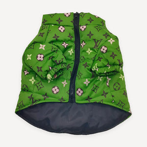 Green Monogram dog hoodie inspired by Louis Vuitton view 3