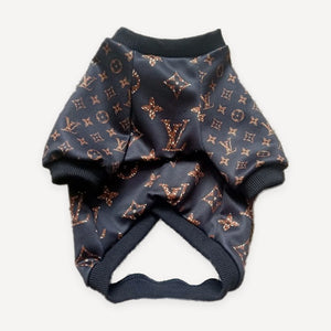 Monogram Print dog sweatshirt inspired by Louis Vuitton view 3