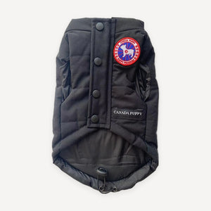 Navy Puffer dog jacket inspired by Canada Goose view 2