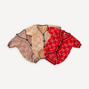 Monogram Button dog cardigan inspired by Gucci