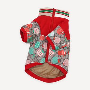 Strawberry Monogram Zip dog jacket inspired by Gucci view 2