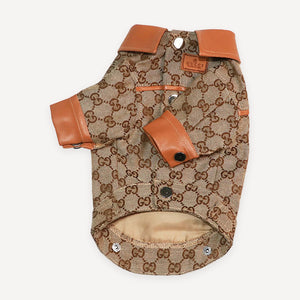 Monogram Leather Strap dog jacket inspired by Gucci view 4