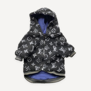 Monogram Quilted Hooded dog jacket inspired by Louis Vuitton view 3