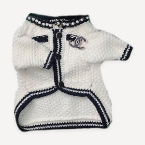 Braid Trim Knit dog cardigan inspired by Chanel view 2