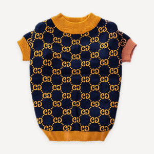 Gold Monogram Knit dog sweater inspired by Gucci