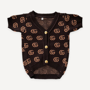 Brown Monogram dog cardigan inspired by Gucci
