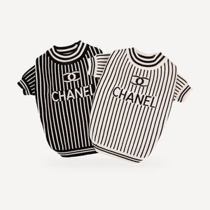 Chewnel Vertical Stripe Sweater black and white