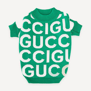 Block Letter Knit dog sweater inspired by Gucci view 2
