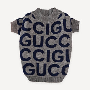 Block Letter Knit dog sweater inspired by Gucci view 3