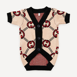 Monogram Knit dog cardigan inspired by Gucci view 2
