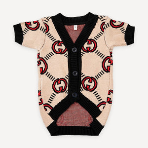 Monogram Knit dog cardigan inspired by Gucci