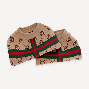 Web Cross Monogram Knit dog sweater inspired by Gucci view 2