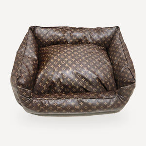 Monogram Bolster Dog dog bed inspired by Louis Vuitton