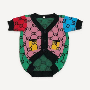 Color Block Monogram dog cardigan inspired by Gucci view 2