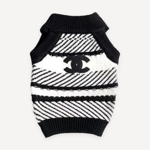 Diagonal Stripe Knit dog sweater inspired by Chanel