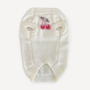 Cherry Embroidered Knit dog sweater view 2