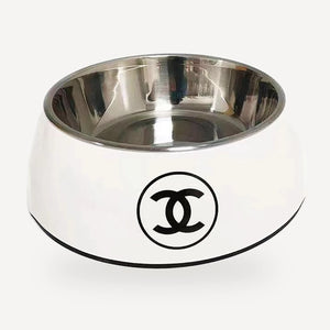 Logo Ceramic Dog dog bowl inspired by Chanel