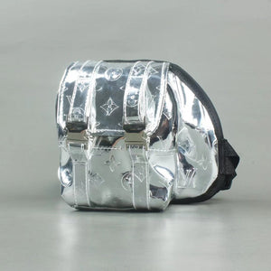 Transparent dog backpack side view showing mesh panels and adjustable straps