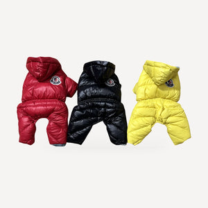 Puffer dog puffer snowsuit inspired by Moncler, all colors