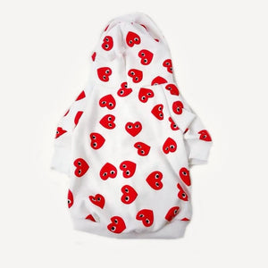 Heart Print dog hoodie inspired by Comme des Garcons view 5