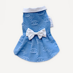 Denim Bowtie dog dress inspired by Chanel view 5