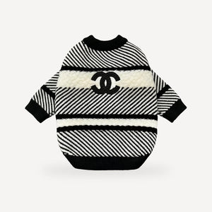 Logo Stripe dog sweater inspired by Chanel view 7