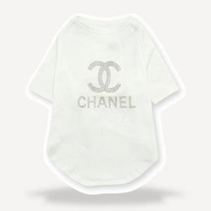 Rhinestone Logo dog tee inspired by Chanel view 7