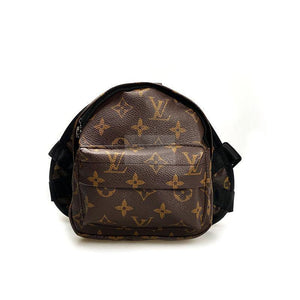 Brown monogram dog backpack Louis Vuitton style front view with V pattern