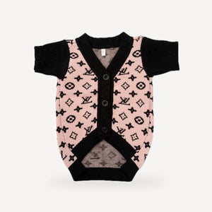 Button dog cardigan inspired by Louis Vuitton view 3