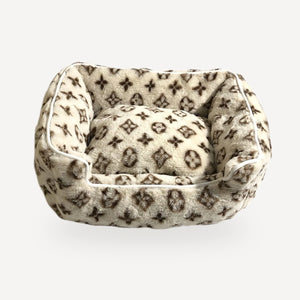 Faux Fur dog bed inspired by Louis Vuitton view 5