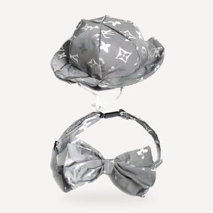 Monogram Hat & Bow Tie dog set inspired by Louis Vuitton view 4