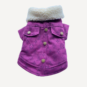 Monogram Sherpa dog jacket inspired by Louis Vuitton view 3