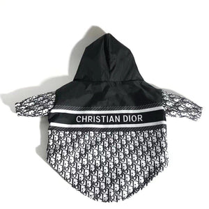 Black windbreaker with Dior oblique print sleeves and Christian Dior lettering across chest
