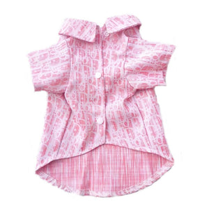 Pink oblique print dog shirt with button front and structured collar inspired by Dior
