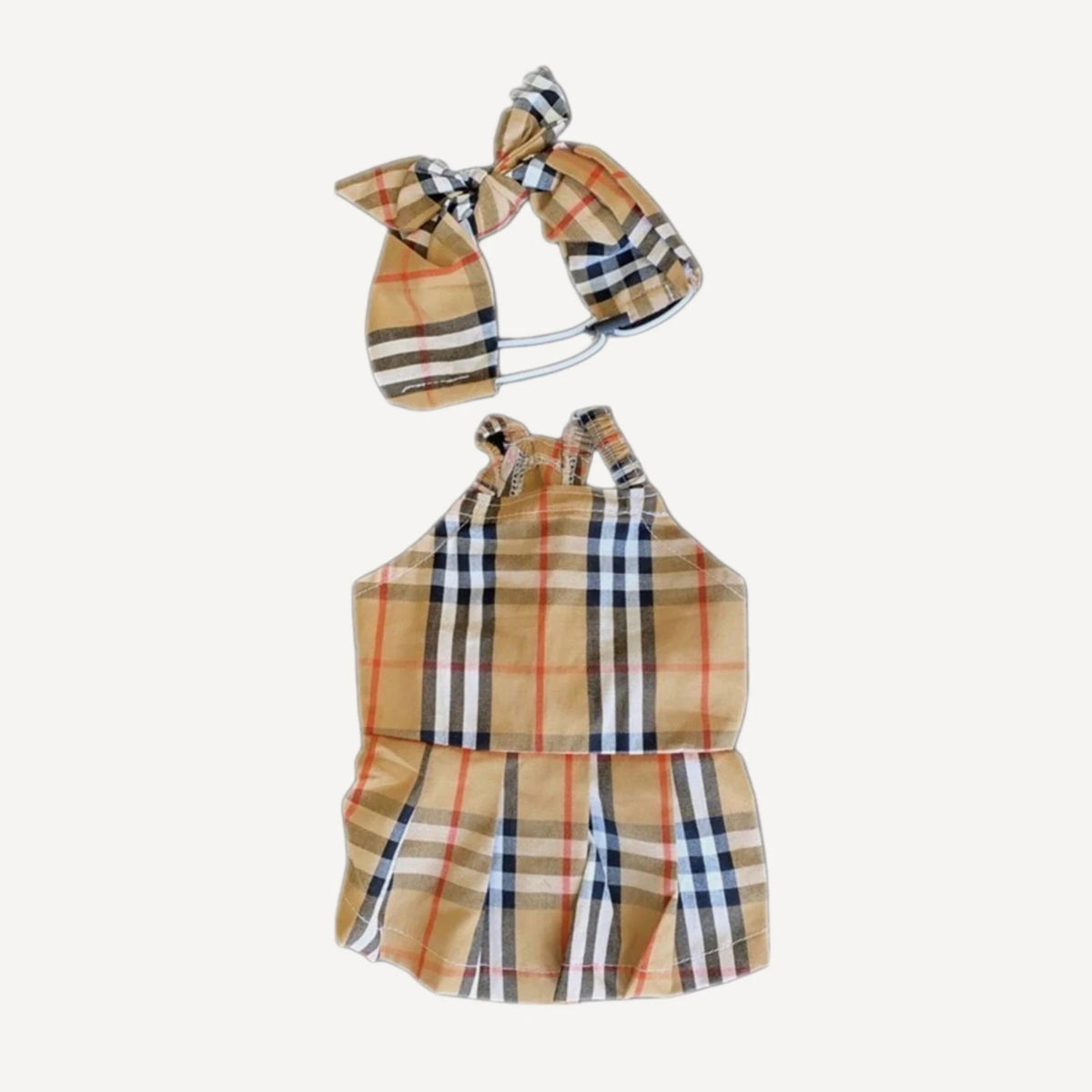 Plaid Halter dog romper inspired by Burberry view 4