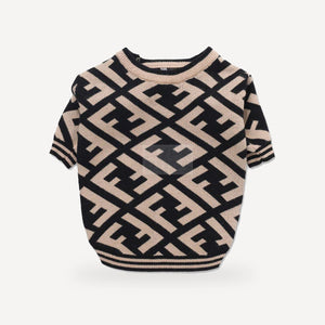 Brown Logo dog sweater inspired by Fendi view 2