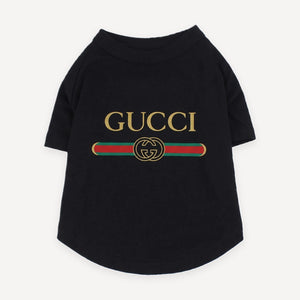 Pawcci Logo Web Stripe dog tee inspired by Gucci view 11